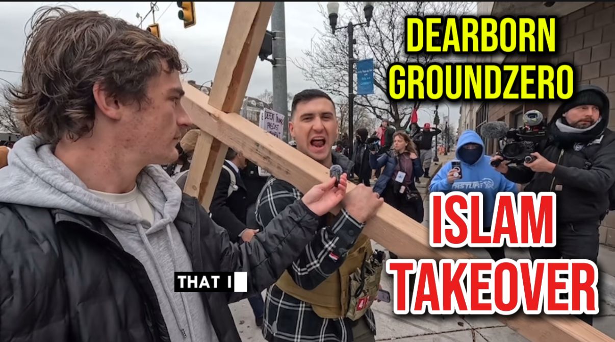 Christian Americans Marching with Crosses & Flags